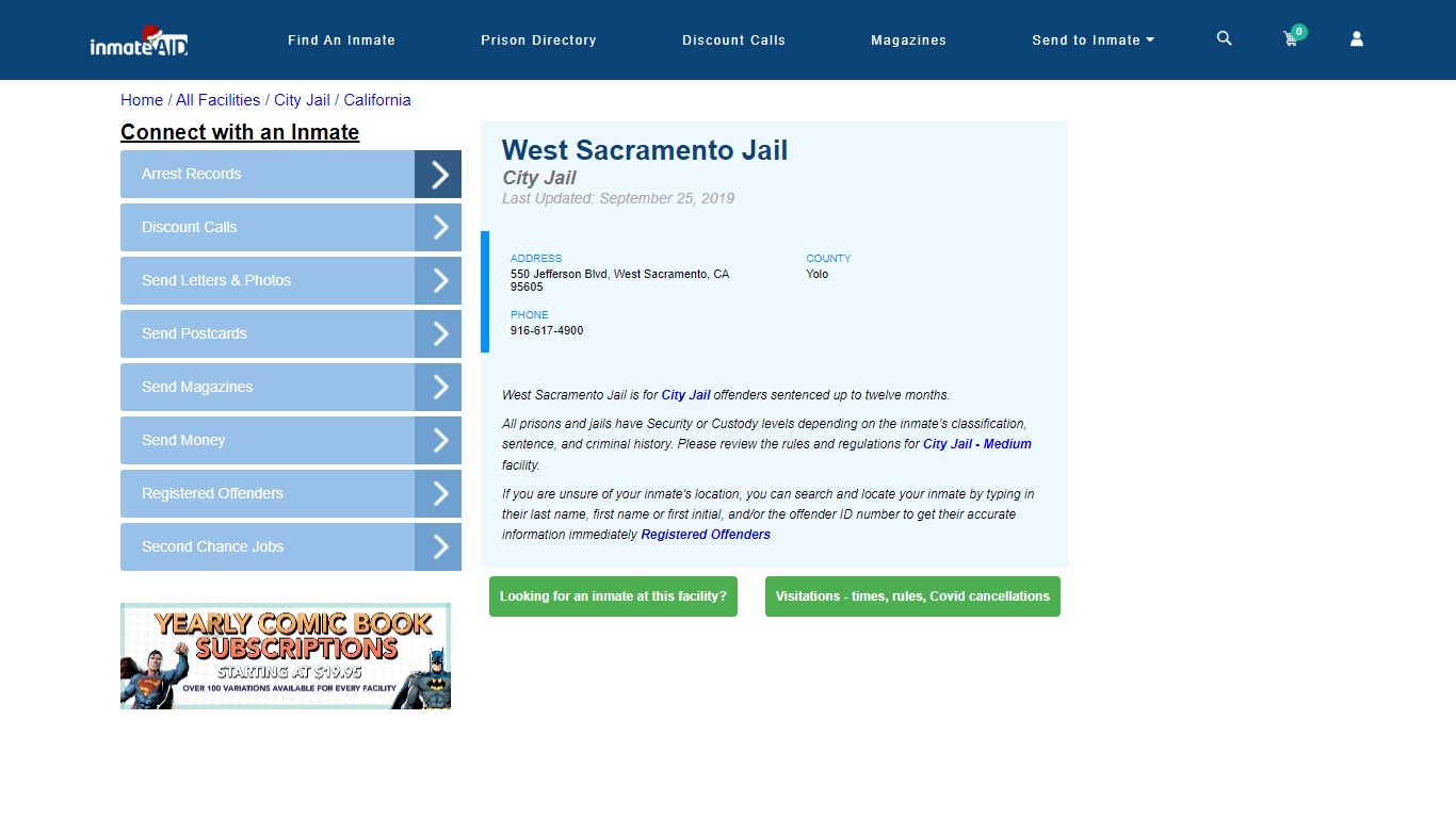 West Sacramento Jail | Inmate Locator